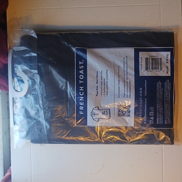 French Toast Pique Polo Short Sleeve XL 14/16 Black - Picture 3 of 4